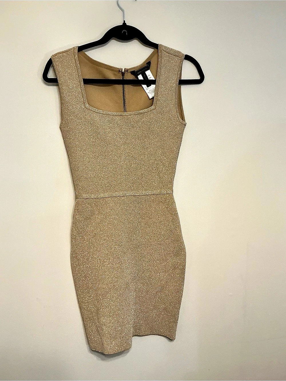 BCBGMAXAZRIA Gold Sparkle Mini Dress Size XS Like New